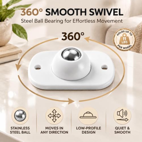 Honoson Self Adhesive Caster Wheels,White,1 Steel,16 Pcs - color: White, size: 1 Steel