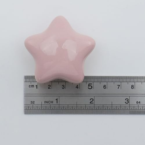 Dnyta 6 Pcs Star Shaped Ceramic Knobs Glossy Ceramic Pulls Drawer Knobs - style: Pink,Star Shaped