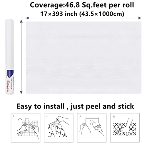 Arthome Peel and Stick Wallpaper - White Wood Contact Paper - White Wallpaper - Self-Adhesive, Removable and Waterproof for Cabinet, Countertop (17"x393") - color: White Wood, size: 16.5" x 393"
