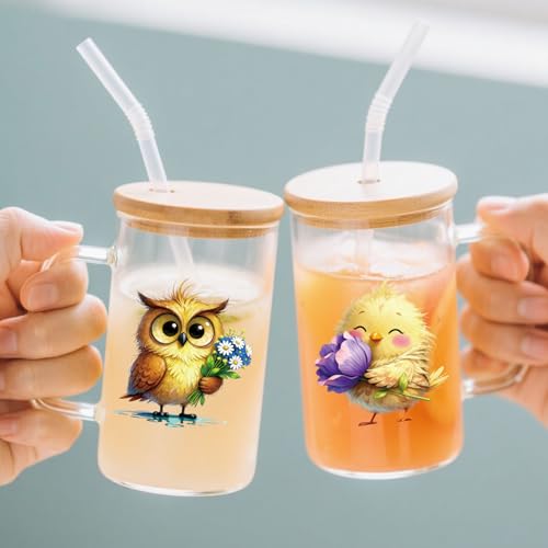 GLOBLELAND 18 Sheets Floral Animals Rub on Transfers Fox Giraffe Flower Transfer Stickers Decals Woodland Animals Cup Stickers Decals for Crafts Vase Glass Bottle Table Decor - style: Floral Animals