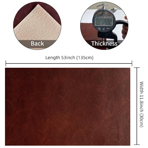 Soft Faux Leather 11.8"x53"(30x135cm) PU Synthetic Leather Fabric for Bows Earrings Handbags Crafts (Dark Brown) - color: Dark Brown
