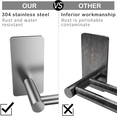 Taozun Towel Bar - 24 Inch Towel Holder with 2 Packs Adhesive Hooks - color: Silver, size: 24-inch