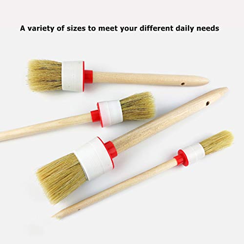 Natural Bristle Chalk Paint Wax Brush Wood Handle Round Paint Brushes for Paint Oil Watercolor Paints Waxing Brushes,Furniture, DIY Art Crafts(7PACK)