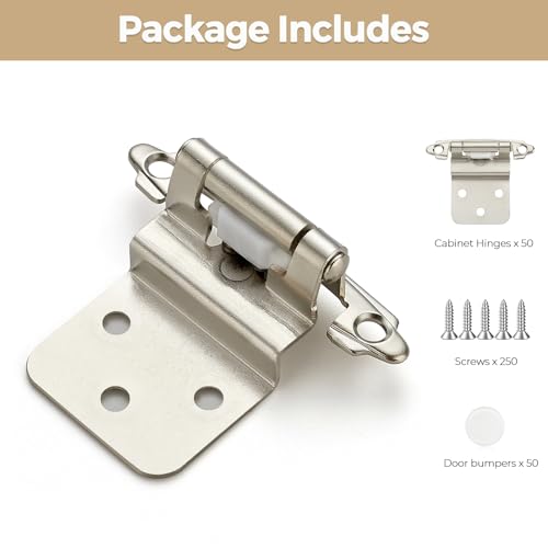 50 Pack 25 Pair Brushed Nickel Cabinet Hinges, 3/8" Inset Kitchen Hinges - color: Satin Nickel, size: 3/8" Inset
