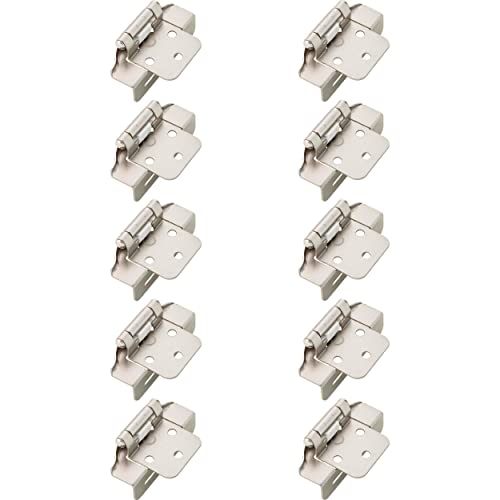 Franklin Brass (10-Count) Self-Closing Cabinet Hinges 1/2' Semi-Wrap Overlay for Cabinet Doors Kitchen/Cabinets/Cupboards/Furniture, Satin Nickel H01915K-SN-B (Pack of 10) - size: 1/2" Overlay (Pack of 10)