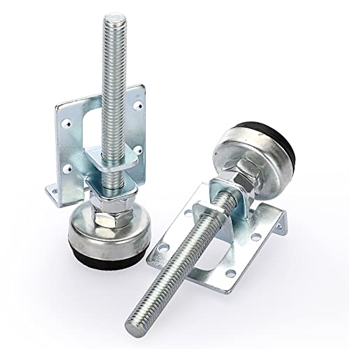 OwnMy 4PCS Heavy Duty Adjustable Furniture Leveling Feets L Shaped Levelers - size: 4.3"H-Silver