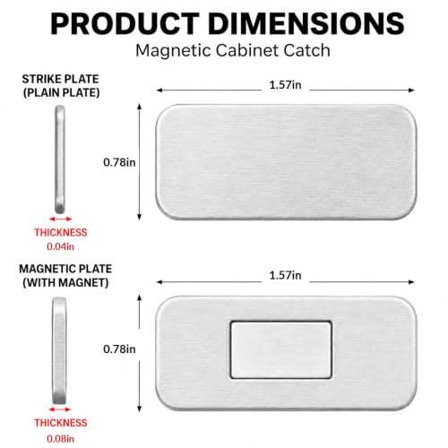 6 Pack Magnetic Cabinet Door Catch, No Drill Adhesive Magnets for Cabinet Doors, Strong Magnetic Closure for Closets, Kitchen Doors, and Shower Doors
