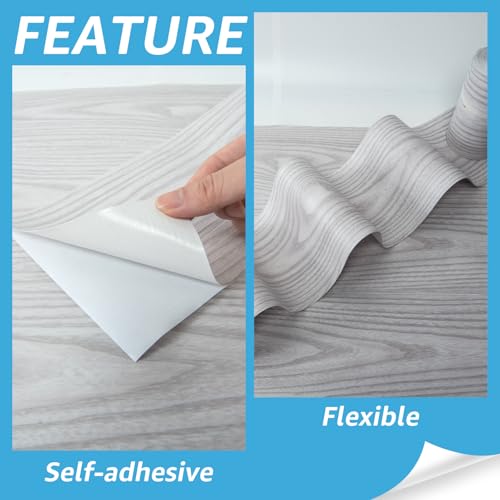 Art3d Wood Textured Peel and Stick Vinyl Floor Tiles, 40-Pack, Light Gray - color: Light Gray