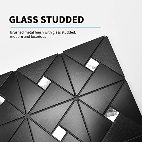 Art3d Peel & Stick Backsplash, Metal Mosaic Tiles, 10 pcs, Black Windmill - color: Black, size: 12x12 Inch