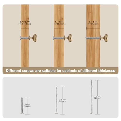Aged Brass Knobs 12 Pack, Solid Warm Gold Cabinet Knobs, Antique Brass Drawer Knobs, Champagne Bronze Kitchen Cabinet Hardware,Diameter 1-1/5" - color: Warm Gold