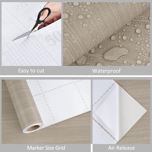 WESTICK Oak Grey Wood Contact Paper Self Adhesive Counter Top Peel and Stick Waterproof Neutral Wood Wallpaper Removable Wooden Grain Vinyl Wrap for Countertops Cabinets Kitchen Table Desk 15.8” x 78” - size: 15.8" x 78"