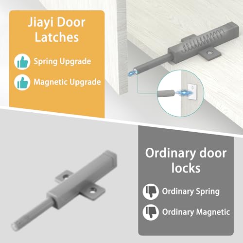 Jiayi Magnetic Push Latch, Heavy Duty Push to Open Cabinet Hardware, Strong Spring Touch Latch Push Close Door Opener for Large Drawer RV Closet, Push Magnet Release Latch Screw On (Gray, 4 Pack) - size: 4 Pack