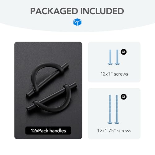 HOME EDIT Matte Black Cabinet Pulls Curved, 3-3/4 Inch/96 mm, 10 Pack - color: Matte Black, size: 3-3/4 Inch Hole Center