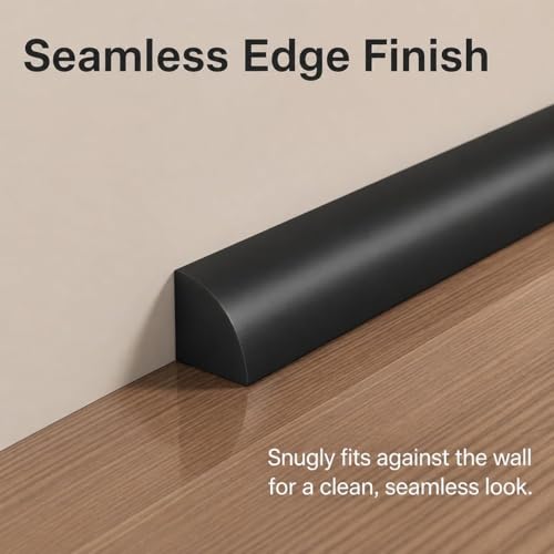 0.25" x 0.25" Mini Quarter Round Molding,20FT Self Adhesive Flexible Trim for Small Gaps, Countertop Wall Seam, Window Sill, Desk & Cabinet Edge, Peel and Stick Finishing Strip - color: Black, size: 1/4 in x 20 ft
