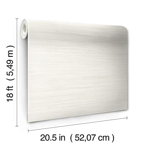 NuWallpaper x Society Social Cream Cashmere Classic Faux Grasscloth Peel and Stick Wallpaper, Textured Removable Wallpaper, 20.5 in x 18 ft - color: Cream
