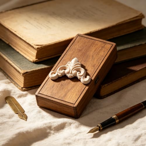 10 Pieces Little Wood Appliques and Onlays 4x4cm/1.57"x1.57" Unpaint Wooden Carvings Coner for Furniture Decorative Wooden DIY Carved Onlay for Mirror Bed Door Cabinet Wardrobe Furniture Decoration