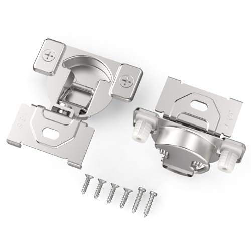 Chibery Non-Slow Close Regular Hinges, 1-3/8" Overlay Standard Concealed Cabinet Hinges for Face Frame Door, 2D Self Closing Hidden, 105° Opening, Easy-on Dowels & Self-Tapping Wooden Screws, 4 Pack - size: 1-3/8 inch Overlay