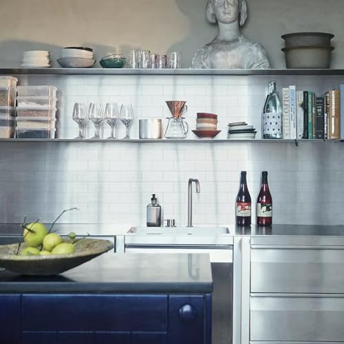 Vamos Tile 100-Pack Peel and Stick Backsplash Tile,3" x 6" Subway Tile - color: Brushed Stainless