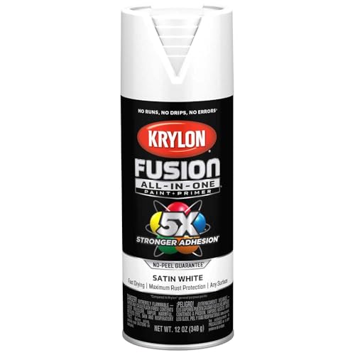 6‐Pack of 12 oz Krylon K02753007 White Fusion All‐In‐One Paint & Primer Spray Paint, Satin