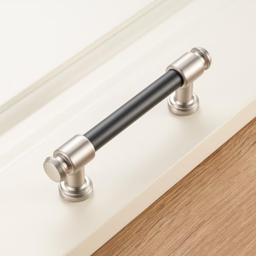 KOOFIZO 10 Pack 3-3/4 in Black & Nickel Cabinet Pulls, Drawer Handles P11 - color: Black + Brushed Nickel, size: 3-3/4" CC