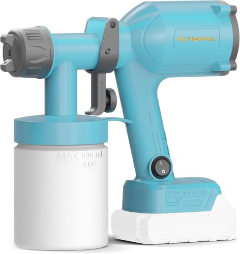 Tilswall Paint Sprayer, Electric Paint Gun with 1300ml Detachable Tank max 1200ml/min, 3 Spray Patterns, 3 Nozzle Sizes for Fence, Cabinet, Home Painting - color: Light Blue