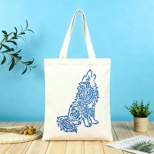TIAMECH A4 Reusable Mandala Wolf Stencil for Painting - style: Sit Wolf