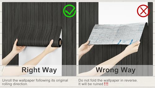 Wood Panels for Wall Soundproof Shiplap Peel and Stick Wallpaper - color: Grey/Black, size: 24"x118"
