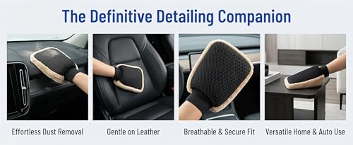 5 Pack Car Interior Cleaning Glove Microfiber Dust Mitt for Dashboard & Leather Seats Reusable Washable Car Care Detailing Accessory