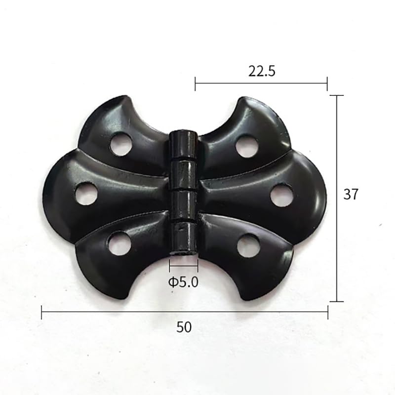 ZCZQC 4PCS Metal Butterfly Hinge Garden Door Hinge Heavy Duty Hedge Fence Hinge for Cabinet Box Construction Repair Black