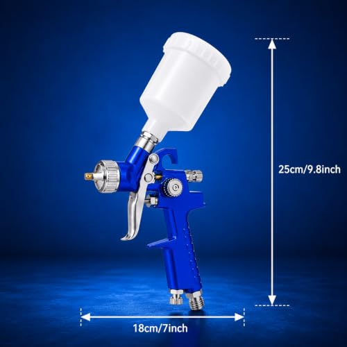 Mini HVLP Air Spray Gun Kit with 0.8mm & 1.0mm Nozzles, 125cc Cup for Automotive Touch Up & DIY Projects, Professional Paint Sprayer