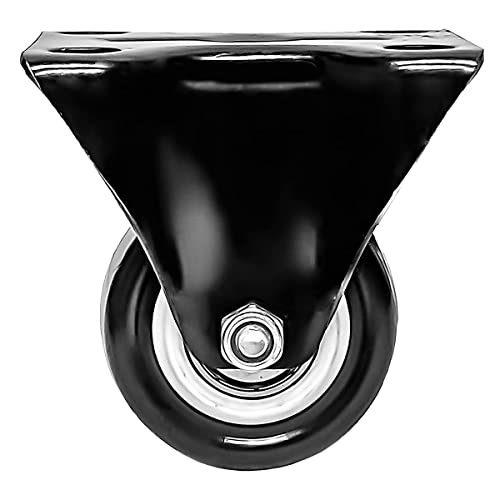 FactorDuty 8 Pack 2 inch Caster Wheels Rigid Fixed Stationery Non Swivel All Black Polyurethane Wheels Premium Non Marking No Noise 150LB Per Wheel - size: 2" Rigid