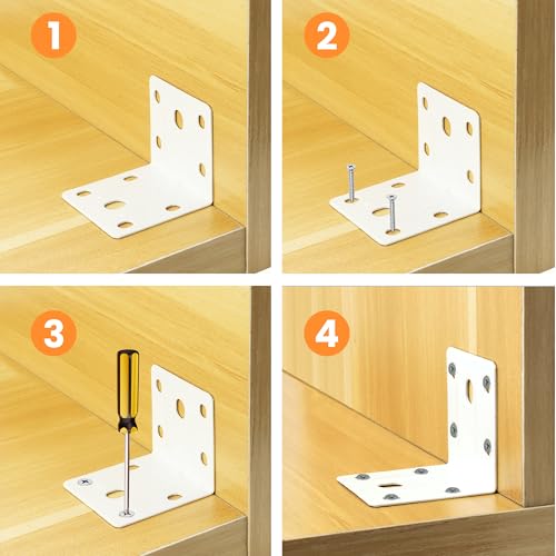 Alise 30 Pack White 2x2in L Brackets Heavy Duty Metal for Wood Furniture - color: White, size: (30P) 2X2 inch