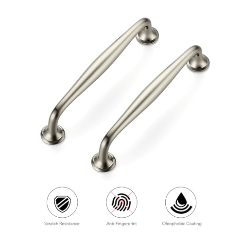 Ravinte Brushed Nickel Cabinet Handles Solid Pulls 5 Inch 10 Pack - color: Brushed Nickel, size: 5 inches Hole Center