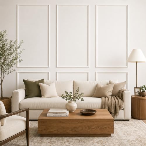 White Peel and Stick Wall Molding Kit Frame Premade Moulding Panels - size: 54"x24"