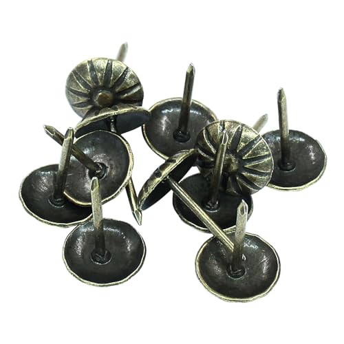 100 Pcs, 7/16" Antique Brass Upholstery Tacks for Furniture - color: Bronze