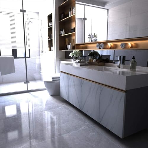 Large White Marble Wallpaper Peel Stick Countertops Granite Conatact Paper - color: White, size: 591" x 48"