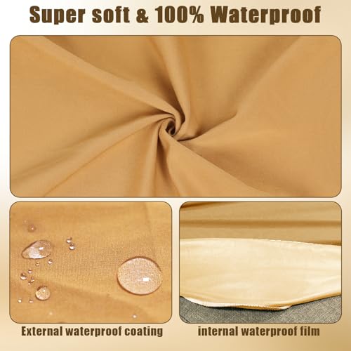 JQinHome Waterproof Dining Chair Seat Covers Set of 6 | Soft Removable Washable Chair Covers for Dining Room,Rear Gap Hook-and-Loop| Elastic Non-Slip, Full Rear Coverage | Camel - color: Camel, size: 6PC
