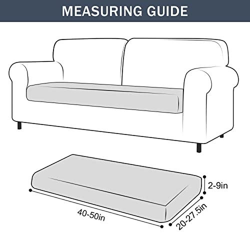 Stretch Cushion Cover, Soft Velvet Plush Cushion Slipcovers Loveseat Sofa Covers Couch Seat Covers Furniture Protector with Elastic Bottom (Medium, Beige) - color: Beige, size: Medium