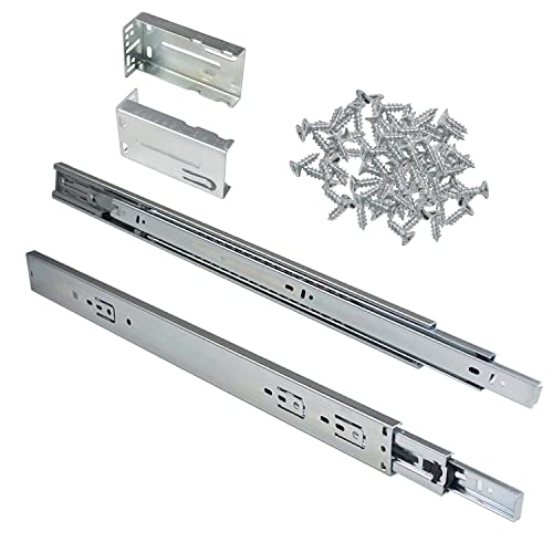 Gobrico 18-Inch Rear/Side Mount Soft Close Ball Bearing Drawer Slides with Brackets, Full Extension Heavy Duty Drawer Slides and Glides, 10Pairs - size: 18 Inch