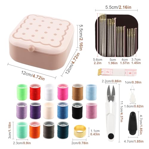 Sewing Kit for Adults and Beginners, 41PCS Needle & Thread Supplies - color: Pink