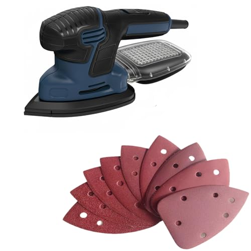 100 PCS Mouse Detail Sander Sandpaper 6 Holes, 60 Grit Hook and Loop Detail Sandpaper Aluminum 0xide Mouse Sanding Pads Triangular Sanding Sheets for Detail Mouse Sander - size: 6 Holes-60 Grit