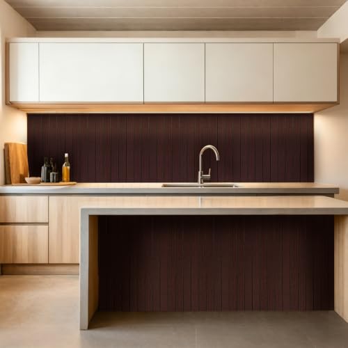 3D Peel and Stick Wall Panels PVC Grille Slat 394"x15.8" Self-Adhesive Wall Sticker Soundproof Paneling for Walls and Ceiling in Faux Brown Wood Grain Texture - color: Brown Wood Grain, size: 394"x15.8"