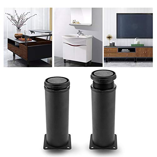 Set of 4 Adjustable Stainless Steel Furniture Legs 6 Inch Black - color: Black, size: 6 inch