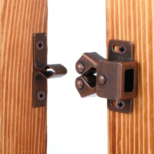 2Pcs Cabinet Latch, Double Roller Catch Latches Hardware for Cabinet Closet Cupboard Door Latches and Catches (Bronze)