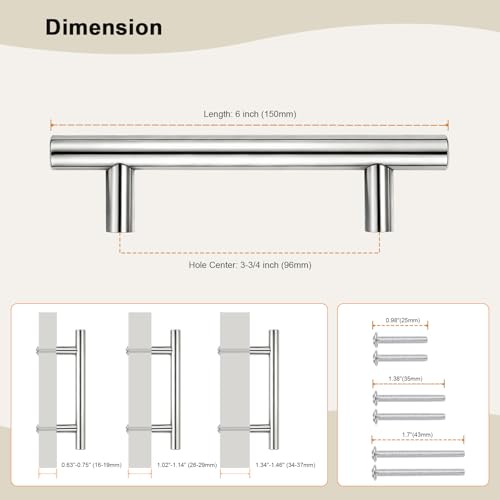 Gobrico 5 Pack 3-3/4'' Hole Center Chrome Cabinet Pulls - color: Polished Chrome, size: 3-3/4 Inch Hole Center
