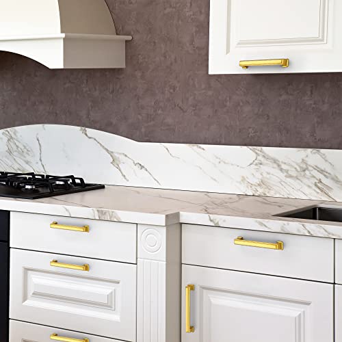 Ravinte Hardware Gold Cabinet Pulls, 5 Inch (128mm), 5 Pack - color: Gold, size: 5" Hole Center