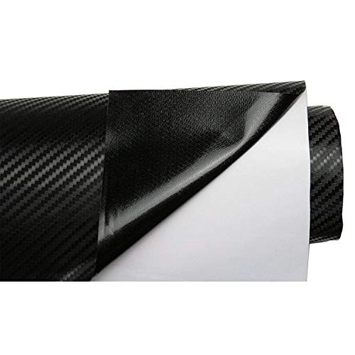 LZLRUN 3D Black Carbon Fiber Car Vinyl Wrap Self-Adhesive Film 5ft x 15ft - color: Black, size: 5ft x 15ft