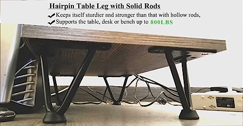 Osring 2 Inch Hairpin Legs 3/8" Dia 2 Rods, Black Furniture Table Feet 4pcs - color: Black, size: 2 Inch