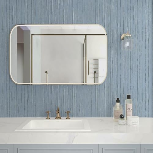 Toduso Light Blue Grasscloth Peel and Stick Wallpaper Modern Texture Contact Paper Bathroom Self Adhesive Wallpaper Removable Waterproof Wall Paper for Bedroom Cabinets Drawers Desk 17.3"x118.1" - color: Light Blue, size: 17.3" x 118.1"