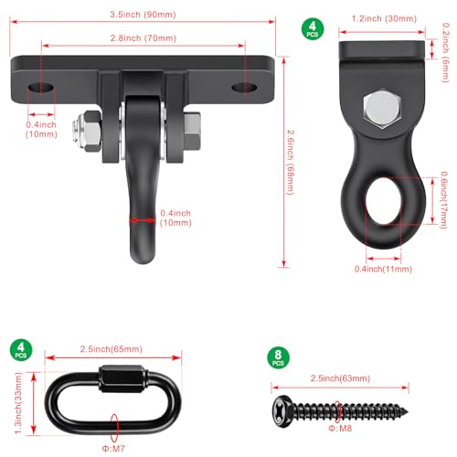 SELEWARE A Frame Swing Set Brackets for 4x4 Legs and 4x6 Beam - color: 2 End Brackets + 4 Swing Hangers